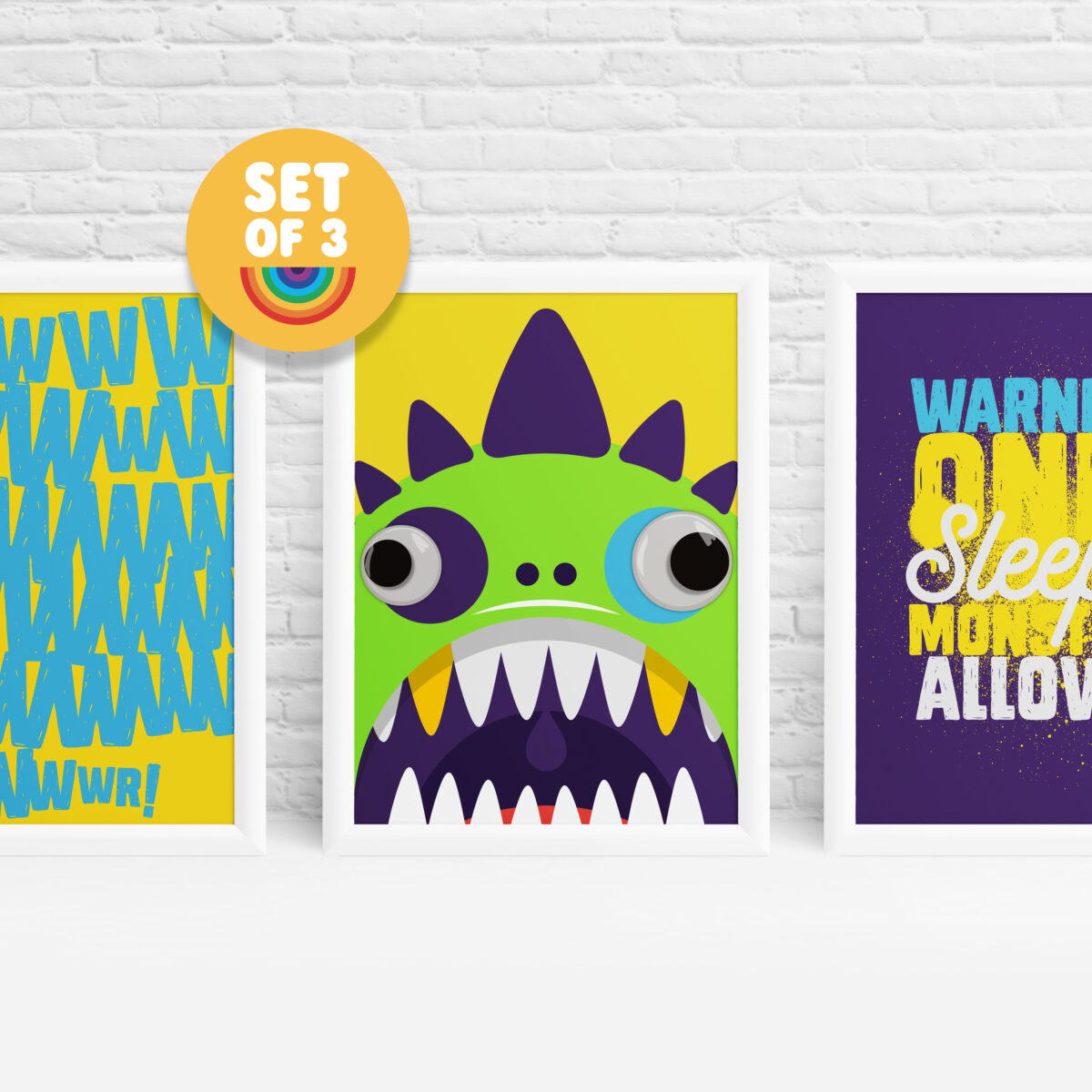 3 monster posters featuring monsters with googly eyes by Ibbleobble®
