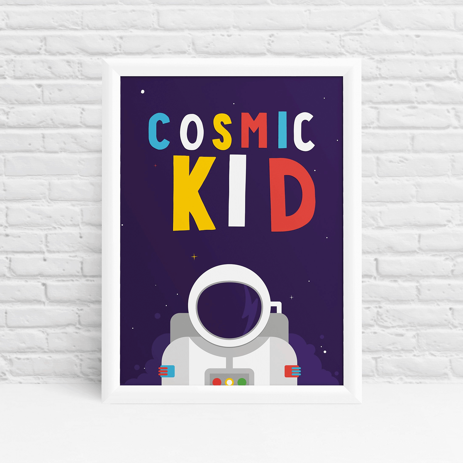 Cosmic kid spaceman little explorer astronaut print by Ibbleobble®