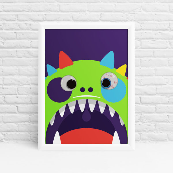 Googly eye monster colourful nursery print by Ibbleobble®