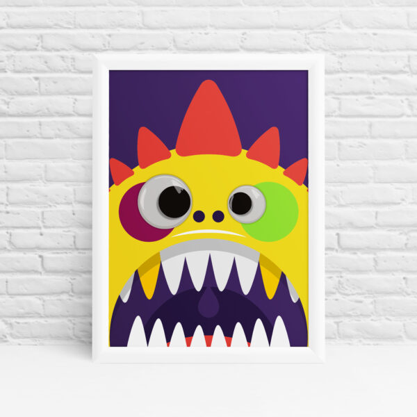 Cute yellow googly eyes monster nusery print by Ibbleobble®