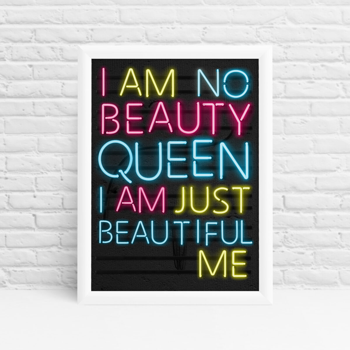 'Just Beautiful Me' inspirational bedroom print wall art by Ibbleobble